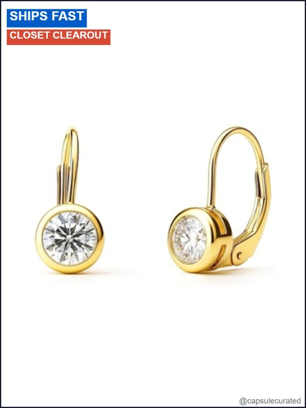 Sterling Silver CZ Solitaire Dangle Drop Earrings Leverback 1.2 Ct